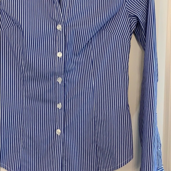 H&M Blue Stripe Button Down Shirt Blouse - Picture 2 of 3